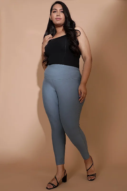 Must-have For Fashion British Style Mist Blue Tummy Tucker Jeggings