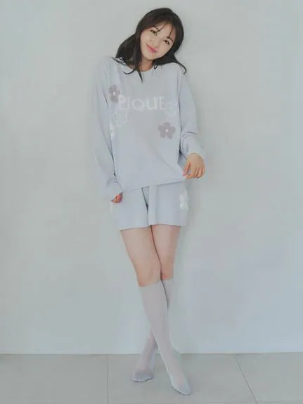 Celebrity Must-have Fashion Design Airy Moco Flower Jacquard Lounge Shorts