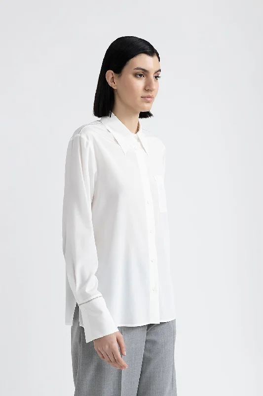 Multifunctional Style Slim Fit Silk shirt with Punto Luce trim