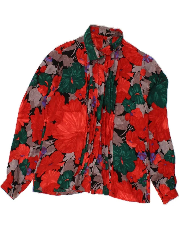 High-end Fashion Fashion Design VINTAGE Womens Shirt Blouse UK 8 Small Red Floral