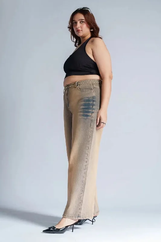 Warm Atmosphere Outdoor Trend Dusty Dusk Curve Wide Leg Jeans