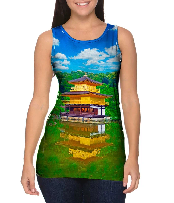 Floral Prints Simple Style Golden Pavilion Temple