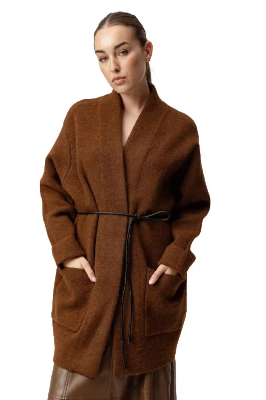 Fashionable Inner Wear Fresh And Natural Liana Cardigan In Brown