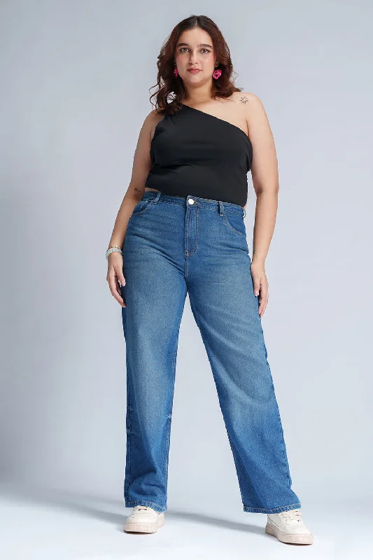 Versatile Items Retro Fashion Serene Indigo Curve Straight Fit Jeans