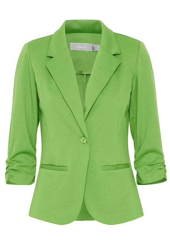 Knowledge And Elegance Fransa Zablazer Gathered Sleeve Blazer, Green