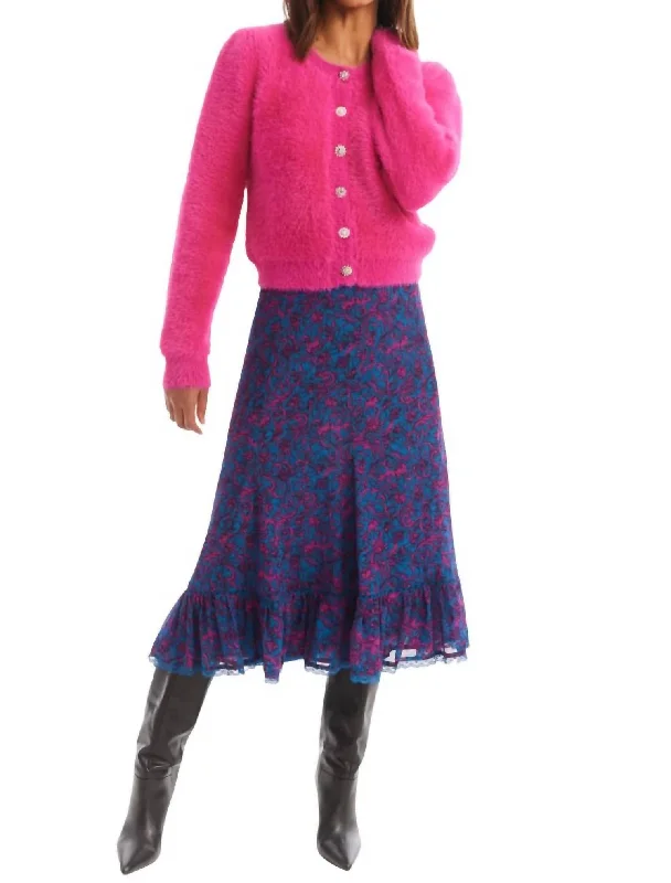 Exquisite Craftsmanship Diamond Series Jeweled Sloan Cardigan In Hot Pink