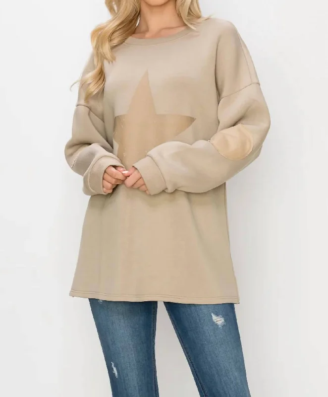 Youthful Street Fashion Age-reducing Style Finola Sweater Top In Taupe