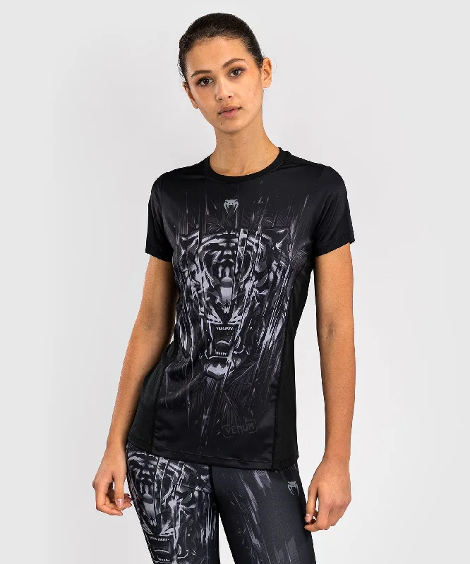 Sports litigation style Venum Tiger Women's Dry Tech T-Shirt - Black/Silver