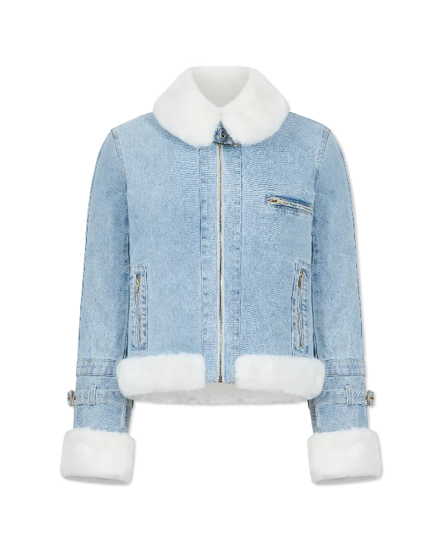 Street Cool Fashion Design Jude Denim Faux Fur Combo Jacket