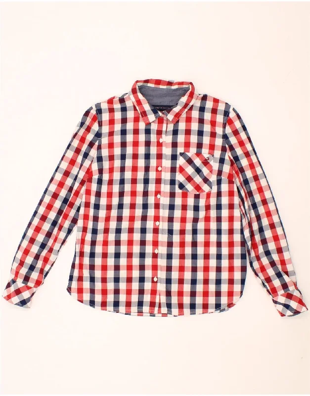 Personalized Series Street Charm TOMMY HILFIGER Womens Shirt UK 14 Medium Red Check Cotton