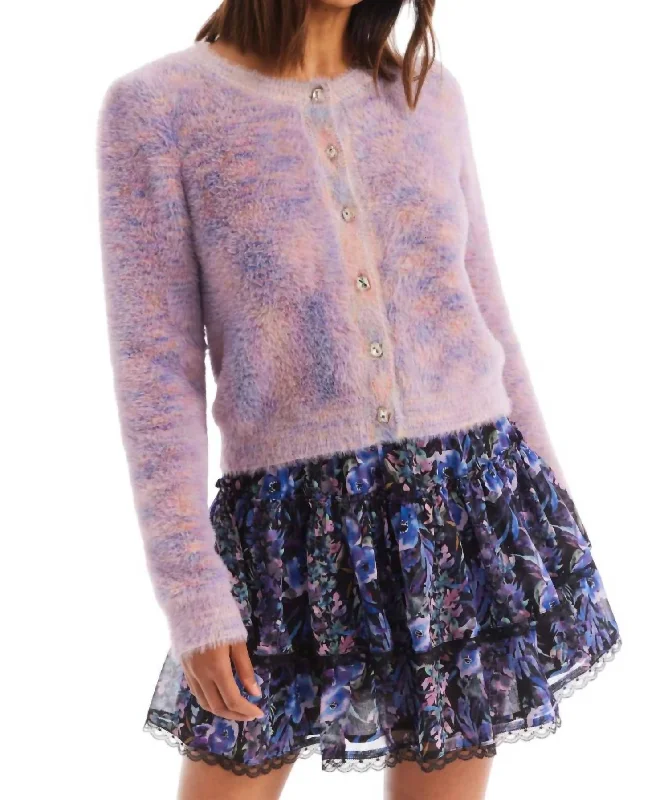 Editorial Design French Style Jeweled Sloan Cardigan In Pastel Space Dye