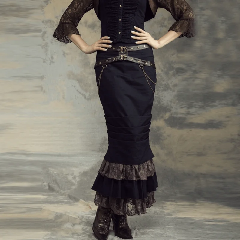 Round neck design Women's Steampunk Mermaid Skirt