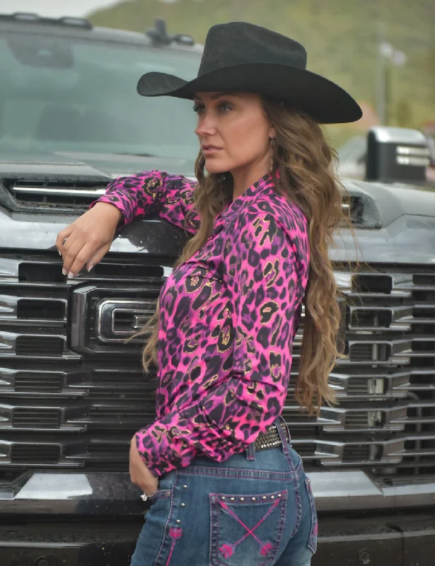 Cool Style Cowgirl Tuff Pink & Gold Leopard Shirt