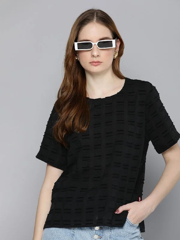 Classic Retro Soft And Comfortable Women's Checked Round Neck T-shirt