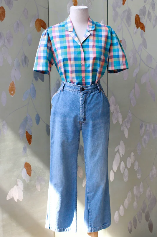 Short Design Modern Tailoring 1970s Blue Jeans by K-Mart, 30" Waist