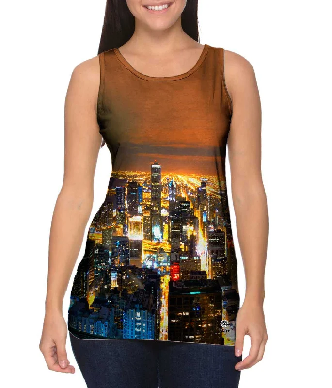 European Plan Designer Style Glowing Chicago Skyline
