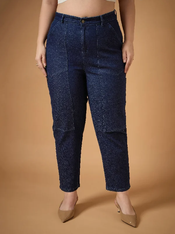 Perfect Tailoring Diamond Series Women Navy Denim Balloon Fit Jeans