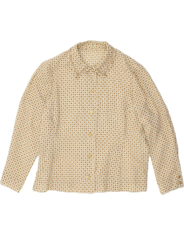 Comfortable Series Short Design VINTAGE Womens Shirt Blouse UK 16 Large Beige Spotted Comfortable Series Short Design VINTAGE Womens Shirt Blouse UK 16 Large Beige Spotted