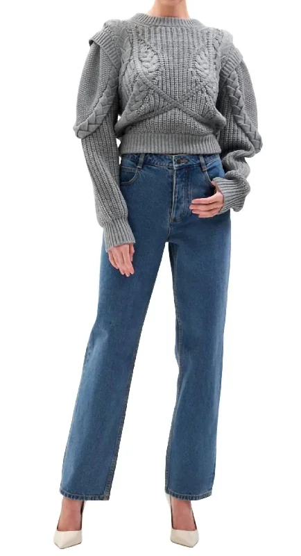 Multifunctional Style Slim Fit Catrin Sweater In Grey