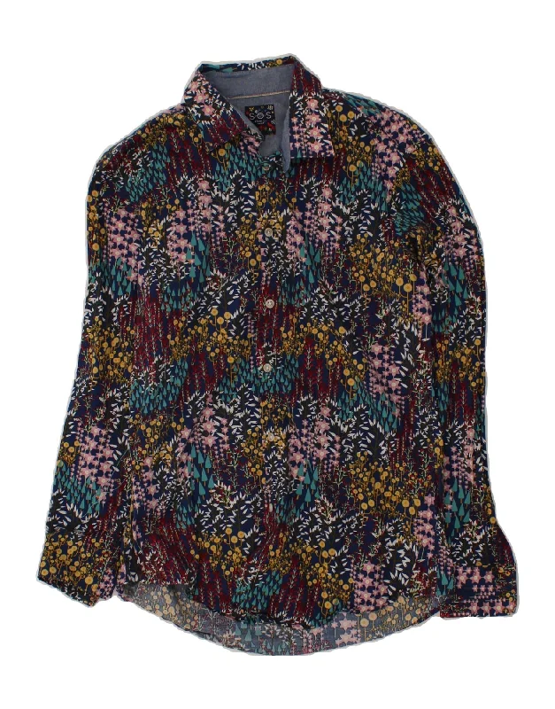 High Street Fashion Urban Sense VINTAGE Womens Shirt UK 18 XL Navy Blue Floral Cotton