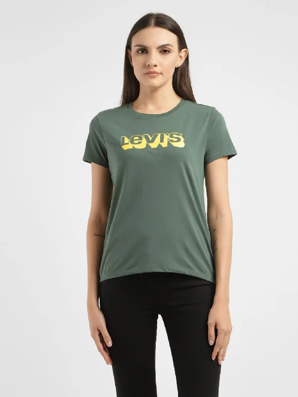 Bright Colors Street Cool Women's Brand Logo Crew Neck T-shirt