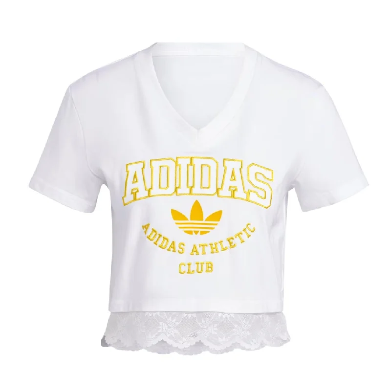 Refreshing Design Autumn Selection adidas - Women's Originals Cropped Lace Trim T-Shirt (II5608)