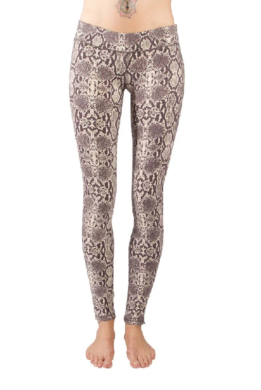Simple Matching Ethnic Style Snake Leggings - Cream Brown