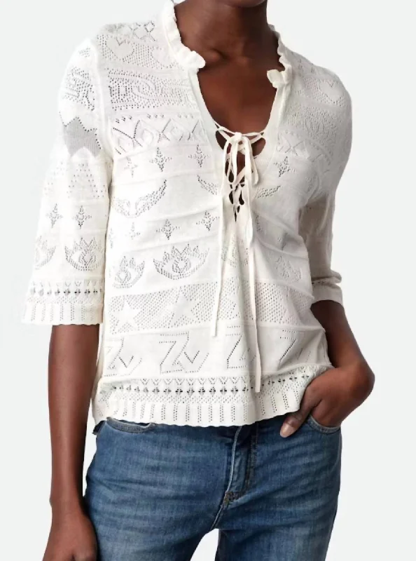 Simple Matching New Season Series Taho Dentelle Sweater In Ecru