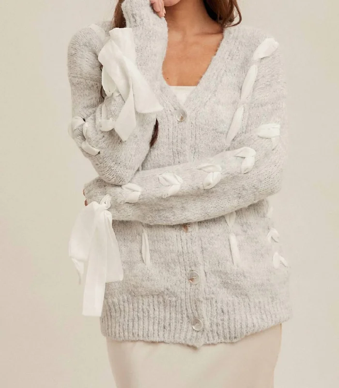 Must-have For Fashion Noble And Elegant Chiffon Contrast Button Down Cardigan In Heather Grey Must-have For Fashion Noble And Elegant Chiffon Contrast Button Down Cardigan In Heather Grey