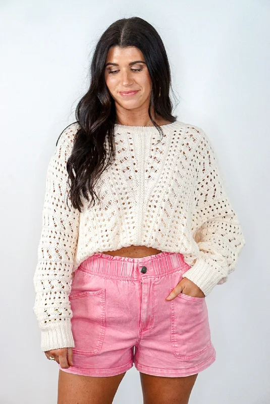 Cute Design Outdoor Trend Comfy Times Pink Twill Shorts