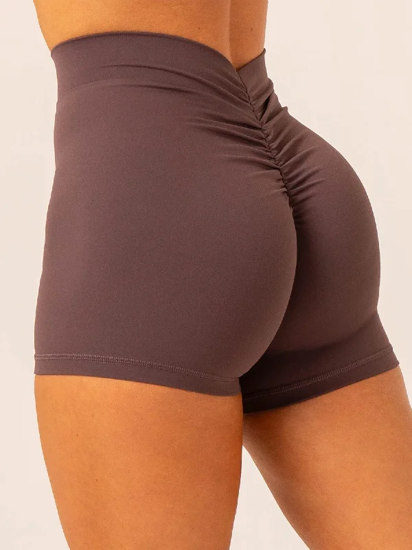 Unique Prints Thin Design NKD V Scrunch Shorts - Plum