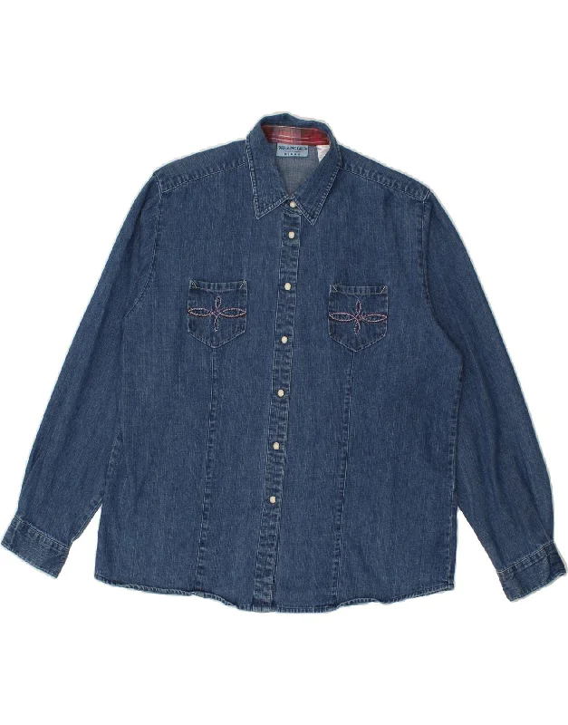 European Plan Elegant And Casual WRANGLER Womens Denim Shirt UK 16 Large Blue Cotton