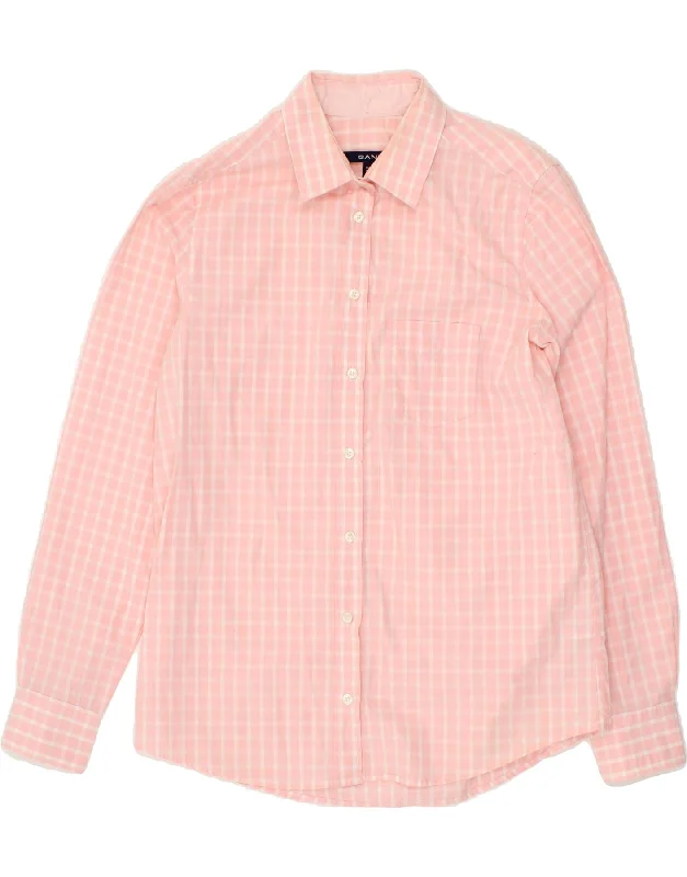 Luxury Style Warm Atmosphere GANT Womens Shirt UK 14 Medium  Pink Check Cotton
