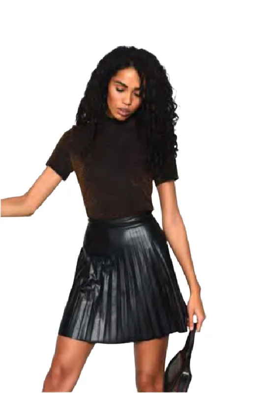Exquisite Embroidery Simple Style Leather Skirt