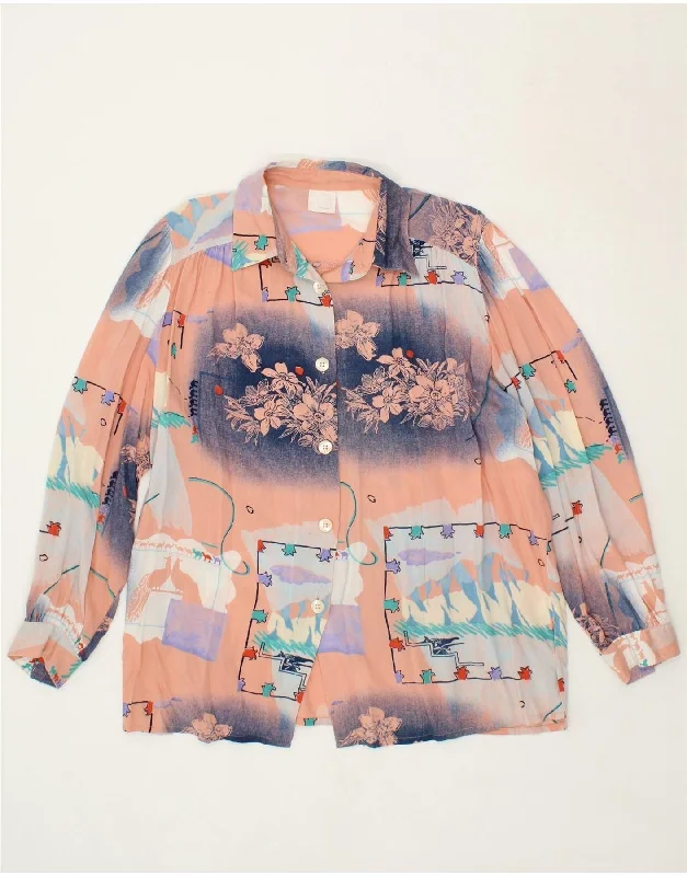 Retro Prints Youthful VINTAGE Womens Shirt Blouse IT 42/44 Medium Pink Floral Viscose Retro Prints Youthful VINTAGE Womens Shirt Blouse IT 42/44 Medium Pink Floral Viscose