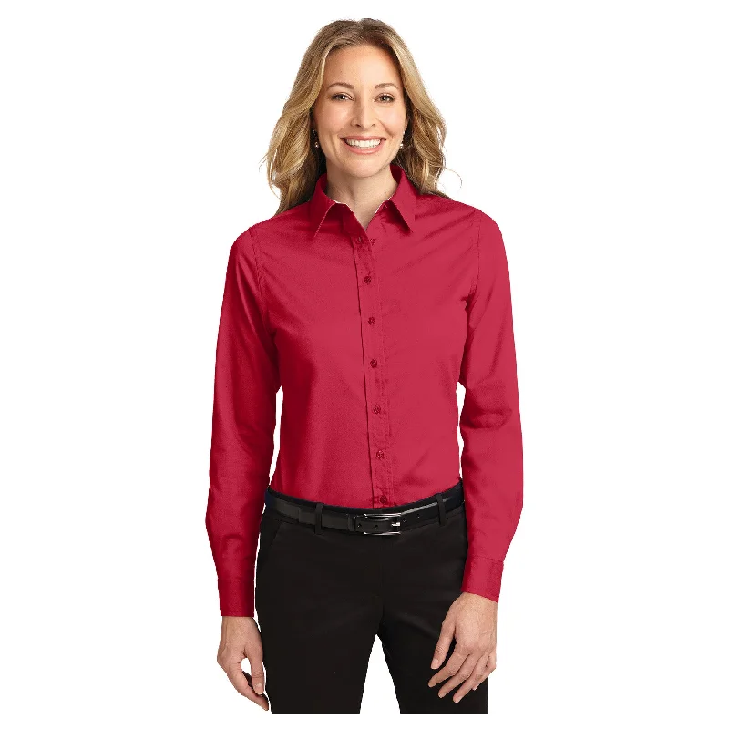 New Products Comfortable And Cold-proof Port Authority Women's Red Easy Care Long Sleeve Shirt