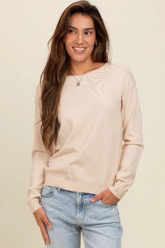 High Street Style Autumn Selection Cream Basic Boatneck Sweater