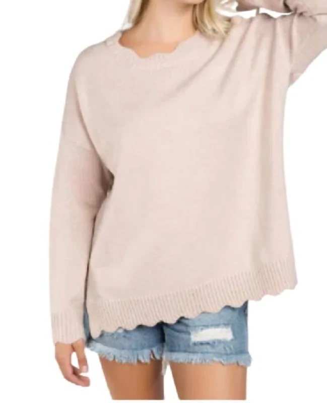 Celebrity Must-have Fresh And Natural Drop Shoulder Lacing Detail Sweater In Dusty Pink
