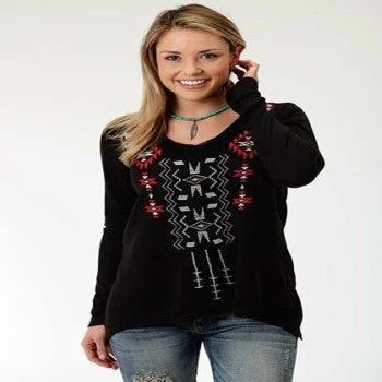 Comfortable And Cold-proof New Season Series Roper Women's Aztec Front Black Long Sleeve