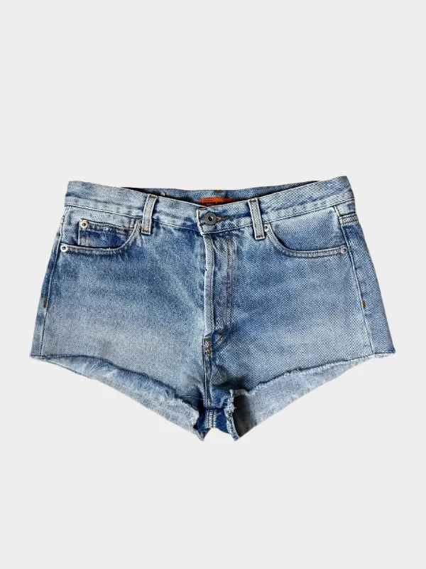 Sweet Style Unique Design Denim Shorts Vintage Wash