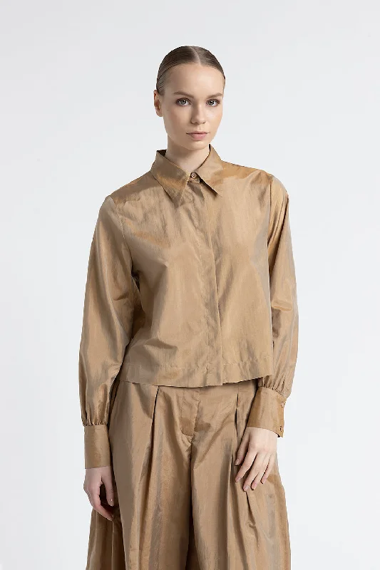 Noble And Elegant Fashion Style Light silk blend cropped shirt