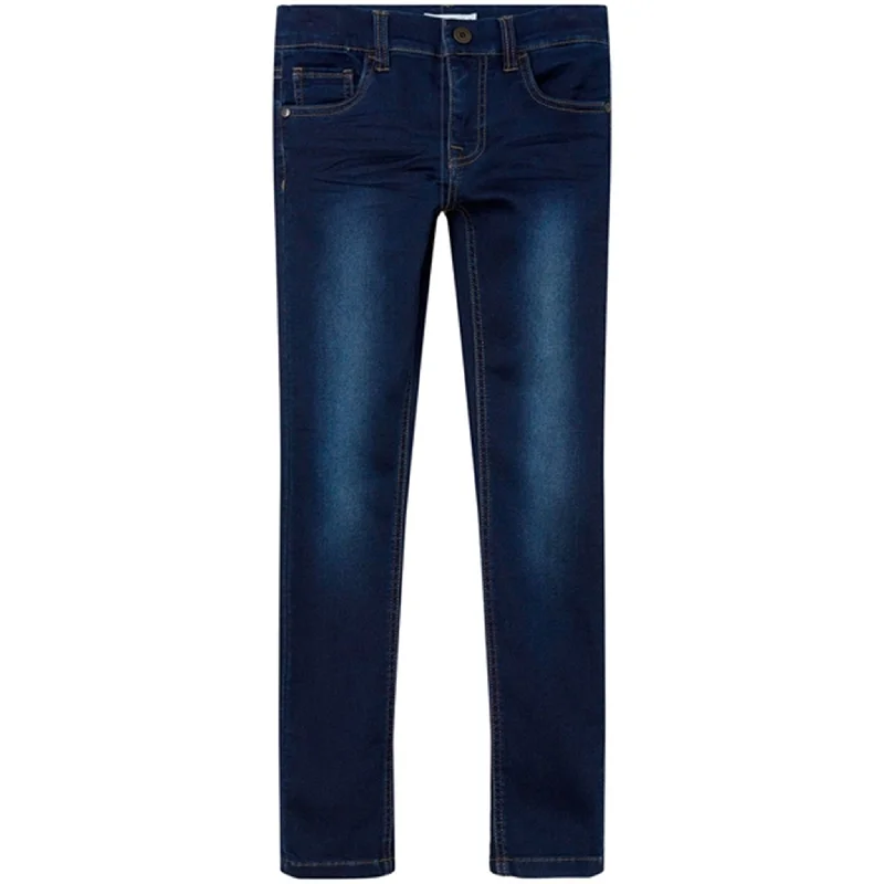 Celebrity Style Elegant Temperament Name it Dark Blue Denim Theo Jeans Noos