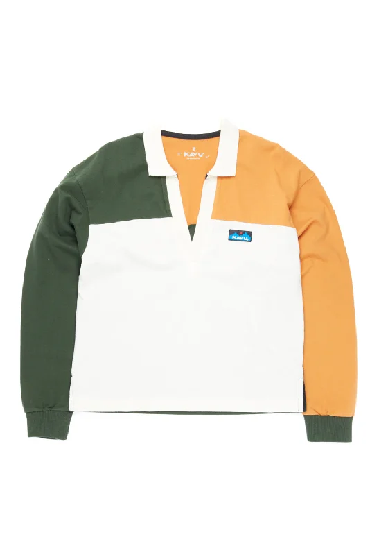 New Season Series Exquisite Embroidery KAVU Women's Torrey Rugby Shirt - Sun Pine