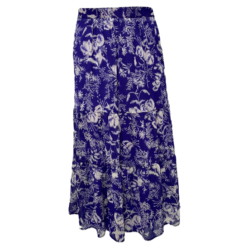 Personalized Wear Trendy And Casual Ba&Sh Uria Printed Midi Tiered Skirt in Violet Polyester Personalized Wear Trendy And Casual Ba&Sh Uria Printed Midi Tiered Skirt in Violet Polyester