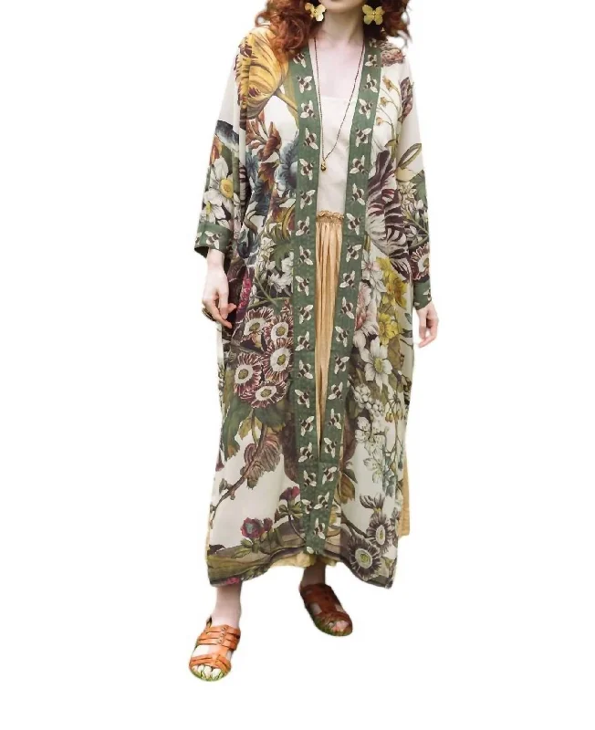 End Of The Year Body Design Love Grows Wild Opera Duster In Green Multi