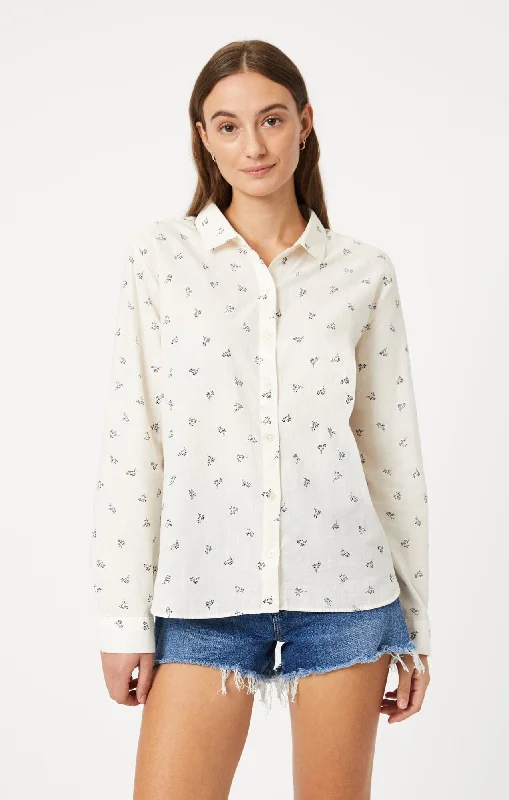 Integrated Design French Style BUTTON-UP LONG SLEEVE SHIRT IN SIMPLE FLOWER PRINT