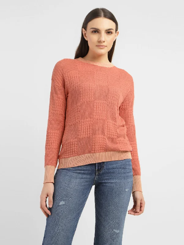 Fashionable Prints Casual Street Women's Self Design Round Neck Sweater
