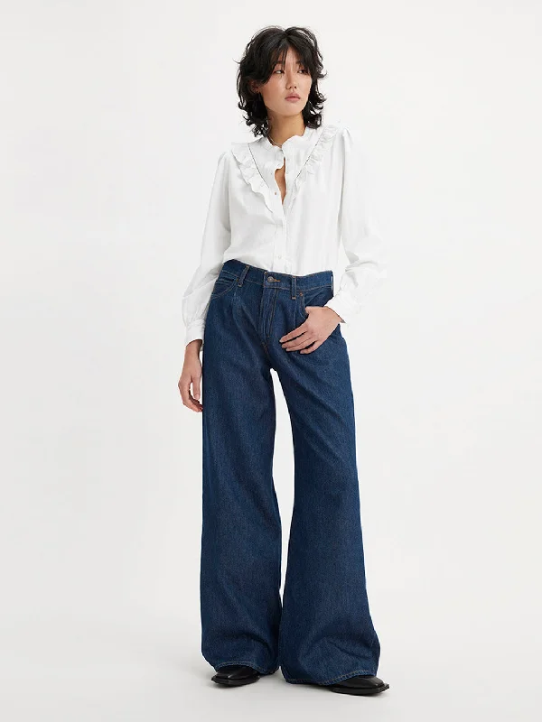 Unique prints Women's High Rise Baggy Wide Leg Navy Jeans