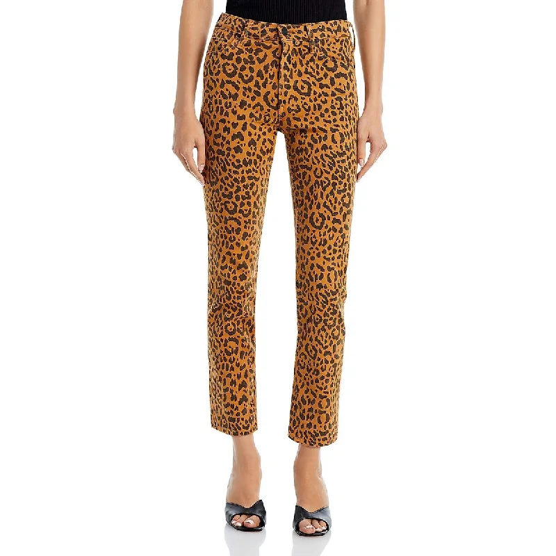 Trendy and versatile Mother Womens Mid-Rise Animal Print Ankle Jeans