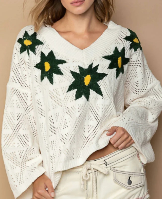 Personalized Clothing Sports Fashion Nora Knit Sweater In White